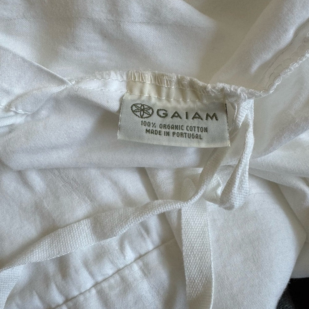 Gaiam Bedding Organic Cotton Striped Ivory Cream White Duvet Cover - King